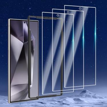 Imagem de Pacote com 3 protetores de tela projetados para Samsung Galaxy S24 Ultra (6,8 polegadas) protetor de tela de vidro temperado, amigável e livre de bolhas ultra resistente (pacote com 3)
