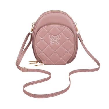 Imagem de Bolsa tiracolo pequena para mulheres elegante bolsa de celular com dois compartimentos mini bolsa transversal, Rosa escuro, Medium, Rosa profundo
