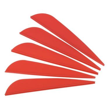 Imagem de Palhetas de flecha, pacote com 50, 7,6 cm, pluma de plástico, flecha, flecha, asa com corte em gota de água para tiro ao alvo de caça DIY, vermelho