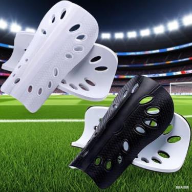 Imagem de Caneleiras de futebol, 2 pares, caneleiras leves e respiráveis para adultos, proteção de panturrilha para futebol masculino e feminino. Descrição de cinco pontos