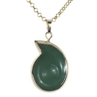 Imagem de Colar com pingente de caracol dourado de 61 cm, cristais de proteção gmestone de cristal natural, ametista/quartzo rosa presentes, One Size, Cristal, Sem Pedra Preciosa