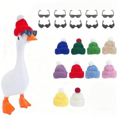 Imagem de Conjunto de 10 conjuntos de roupas de ganso para mesa de fim de ano, mini chapéus de tricô e gravata borboleta, mini varanda para cabeça
