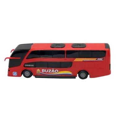 Imagem de BS Toys Ônibus de Viagem Buzão 2080, Vermelho e Preto, Polipropileno, 25 x 7,2 x 5,2 cm, Brinquedo Infantil com Detalhes Realistas e Adesivos