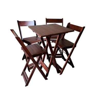 Imagem de Kit Bistrô 4 Banquetas Dobrável De Madeira Para Area Gourmet Imbuia