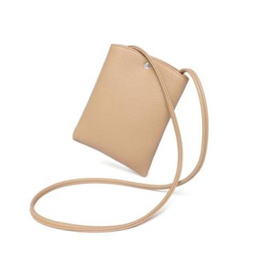 Imagem de YONBEN Bolsa de celular PU estilo simples e versátil mensageiro pequena quadrada (Pu/Sandy)
