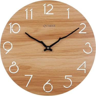 Imagem de Relógio de parede Moderno, MDF, 25 cm, relógio de quartzo antiaderente