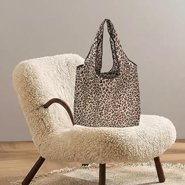 Imagem de Sacola de compras reutilizável dobrável no bolso, sacola ecológica à prova d'água e lavável na máquina, bolsa reciclada compacta para mantimentos diários viagem produtos e armazenamento estampa de