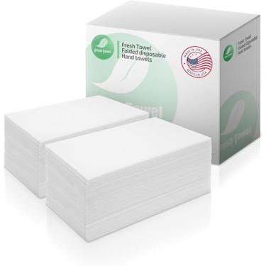 Imagem de Toalhas de mão descartáveis dobradas para banheiro | Toalhas de papel de mão de uso único para convidados de banheiro, 1/6 dobradas | Guardanapos descartáveis macios e absorventes (500, branco)