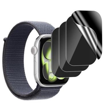 Imagem de Pacote com 4 protetores de tela de privacidade para Apple Watch Series 10/11 de 42 mm, [Sem vidro] [Atualização anti-espião] Película de TPU macia anti-peep sensível ao toque e anti-arranhões para
