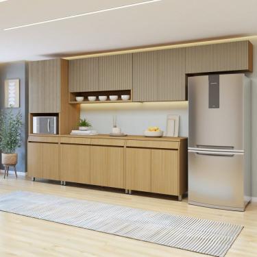 Imagem de Cozinha Completa Modulada 6 Peças 13 Portas 6 Gavetas 100% Mdf Marrom