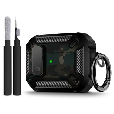 Imagem de Capa compatível com Airpods Pro 3 (2025), capa para Airpods Pro 3ª geração com kit de limpeza de chaveiros, capa de silicone macio à prova de choque para mulheres e homens