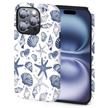 Imagem de XUNQIAN Capa compatível com iPhone 16E, compatível com MagSafe Coastal Beach Summer Blue Ocean Seashell Capa protetora para celular (para iPhone 16E)