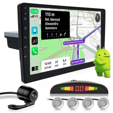 Imagem de Kit Multimídia 1 Din 9 Polegadas Android + Câmera Ré + Sensor Ré Prata