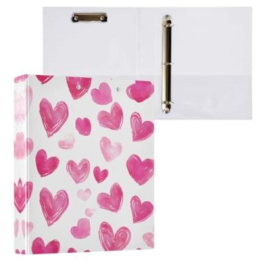 Imagem de Fichário de 3 anéis D de 3 cm com fichários Clipbaord rosa em forma de coração capa personalizável personalizável
