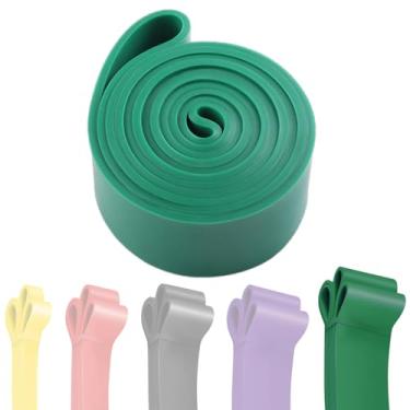 Imagem de Bandas de resistência, faixas longas de apertar, faixas de anel de alongamento para treinamento de força, pilates, exercícios de musculação assistidos, 50-125 Ibs verde