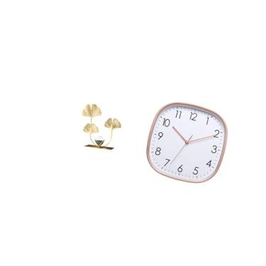 Imagem de Fenteer Estante com Escultura Moderna de Folhas E Relógio de Parede Vintage para Decoração de Casa, Item de Colecionador, Ideal para Quarto, Sala de Jantar, E