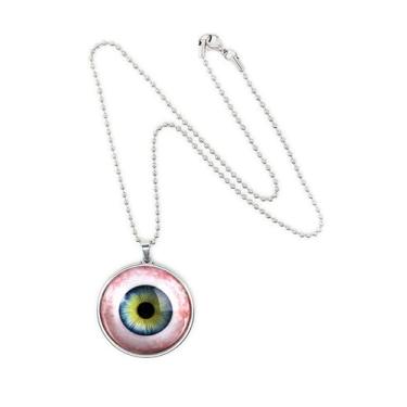 Imagem de Pingente de globo ocular humano - Colar com pingente de taxidermia prata grande olho de boneca feito à mão, grande, vidro, sem pedra preciosa