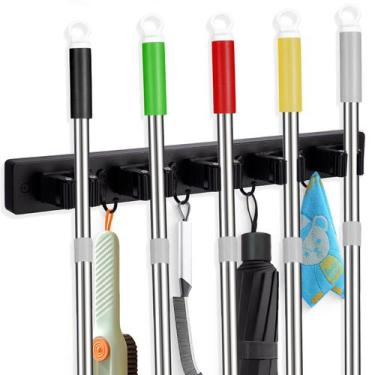 Imagem de Suporte de vassoura FunCee com 5 ranhuras e 4 ganchos
