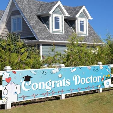 Imagem de Congrats Doctor Yard Banner - Congrats PHD Decor, Doctor Graduation Party Garden Yard, Medical School 2026 Decorações de festa de formatura 2,5 x 0,5 m