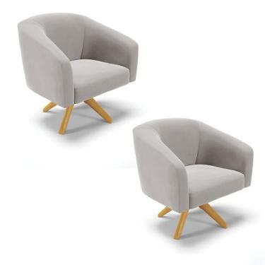 Imagem de Poltrona Decorativa Giratória MA30 Kit 2 Stella Veludo Cinza D03 - D'R