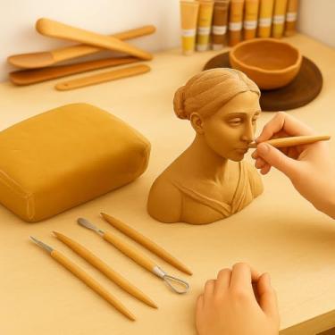 Imagem de Argila Natural para Modelagem 1 Kg – Massa de Modelar Atóxica de Secagem ao Ar | Ideal para Artesanato, Escultura, Escola e Projetos Criativos | Argila Ecológica e Fácil de Moldar