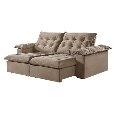 Imagem de Sofá 5 Lugares Retrátil E Reclinável Martins M-147 Veludo Bege