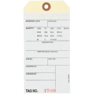 Imagem de Aviditi Etiqueta de inventário G17101 2 partes estilo carbono nº 8, 15,5 cm de comprimento x 8 cm de largura, numeração 4500-4999, branco/manila (caixa com 500)