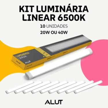 Imagem de Kit 10 Luminárias Led Linear 20w ou 40W 6500K Branco Frio 110v 220v Br