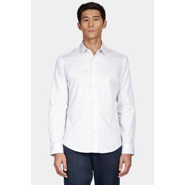 Imagem de Camisa Aramis Manga Longa Slim Fio 60 Xadrez Branco Com Azul-Masculino