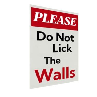 Imagem de Carastora Placa de metal engraçada "Please Do not LICK THE WALLS" - Decoração de lata vintage para banheiro, bar, café, garagem ou casa - Placa bem-humorada 20 x 30 cm