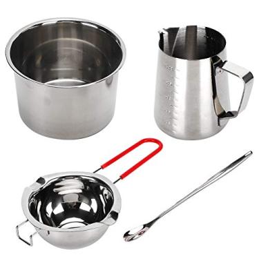 Imagem de Kit de fabricação de velas DIY pote de derretimento de cera de aço inoxidável com caldeira de bico duplo derramando calhas para ferramentas artesanais aromáticas artesanais para