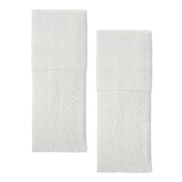 Imagem de Toalhas de mão decorativas de luxo para banheiro: 2 pacotes 14X30 100% algodão conjunto de toalhas de rosto macio absorvente turco para decoração de banheiro boho cozinha hotel spa fazenda convidado