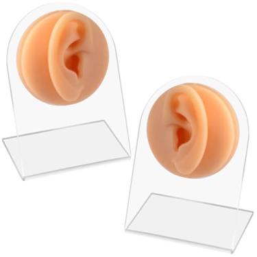 Imagem de LUMINFLY Kit de modelo de orelha de silicone – Orelhas de prática realistas com suportes duplos, ferramenta de treinamento e exibição de joias para lojas e aulas