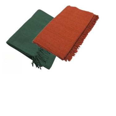 Imagem de Manta para Sofa Grande, Kit 2 Mantas Natal para Sofá 2,20 X 1,20m Gigante Algodão Protetor Decoração Natal(Verde Militar + Terracota)