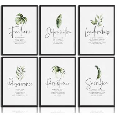 Imagem de 6 peças de arte de parede inspiradora de escritório inspiradora trabalho em equipe decoração de parede citações inspiradoras pôsteres impressões energia positiva na sala de estar pintura imagens para