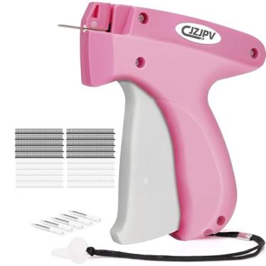 Imagem de CJZJPV Pistola de costura para roupas – Fixador rápido de roupas, pistola de etiquetagem portátil para roupas, kit de pistola de costura rápida inclui 2000 mini fixadores e 6 agulhas finas (rosa +