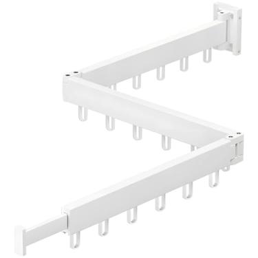 Imagem de Cabideiro dobrável montado na parede com 18 ganchos, rack de secagem de metal retrátil de 3 dobras para lavanderia, varanda ou espaços pequenos