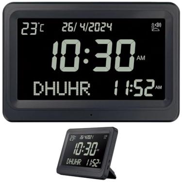 Imagem de Chewtoyo Alarme de oração digital LCD – Relógio Athan com som, ideal para casas muçulmanas, exibe calendários hijri e gregorianos, possui alarme de oração para mais de 6.000 cidades, funciona com