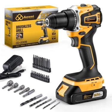 Imagem de Kit de furadeira sem fio sem escova AOWEI 20V com bateria de 2,0 Ah