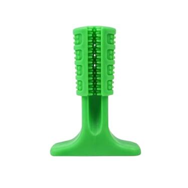 Imagem de Brinquedo Mordedor para Cachorro em Borracha Durável, Escova de Dente Verde, 15cm, Aromatizado com Sabor Bacon, para Todas as Raças, Brinquedo Mastigável para Entretenimento
