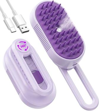 Imagem de Escova a vapor para derramamento de gatos, limpador 5 em 1 para gatos com alça dobrável, escova de spa para animais de estimação, pente spritz para animais de estimação, escovas a vapor para gatos e