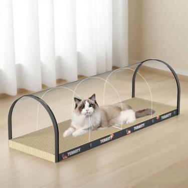 Imagem de TEBANTY 3 funções em 1 quadro arranhador para gatos de papelão, casa arranhadora de gatos de 80 cm, arranhadores para gatos internos, almofada de arranhões para gatos arqueados como cama de gato