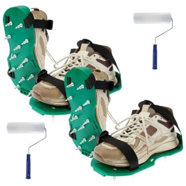 Imagem de 4 peças de rolo pontiagudo para autonivelamento multiuso ferramentas de nivelamento de piso de cimento portátil fácil de limpar ferramentas de pintura de piso epóxi para concreto epóxi