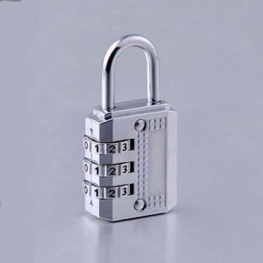 Imagem de Fechadura de combinação redefinível, cadeado de segurança sem chave para caixas de armazenamento, caixas de ferramentas, recipientes de transporte (branco)