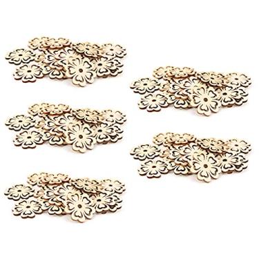 Imagem de Peças de madeira em formato de flor Madeira Blocos de artesanato em madeira Superfície lisa Decoração DIY para árvore de Natal Decoração de cerca de jardim 100 unidades de