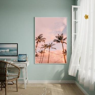 Imagem de Quadro Decorativo Palmeiras Iluminadas-70x50cm Cor:Moldura Preta - Qua