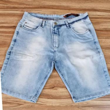 Imagem de Bermuda Masculina Jeans Wolfgan Plus Size Azul Claro