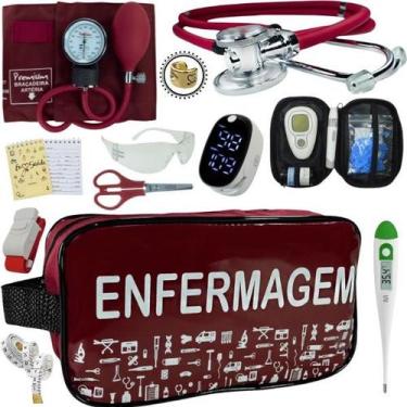 Imagem de Kit Enfermagem Aparelho de Pressão Estetoscópio Medidor Glicose Comple