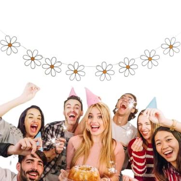 Imagem de Banners de flores de feliz aniversário, Banner de flores | Bandeiras de Margarida,Banner colorido de guirlanda para decoração de festa de aniversário, banner de feliz aniversário para suprimentos de d