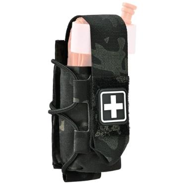 Imagem de Bolsa de torniquete com clipe Molle, suporte de torniquete SABADO capa de aba removível, bolsa TQ para cinto de serviço e colete tático